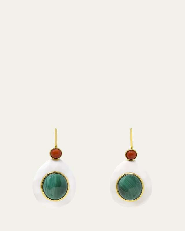 Monachina Resin and Malachite Drop Earrings